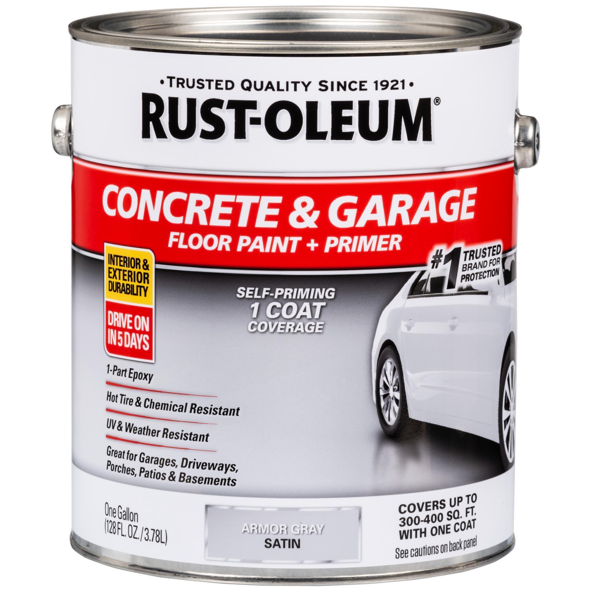 Rust-Oleum Concrete and Garage Floor Paint and Primer, 1-Gal., Acrylic, Satin Armor Gray, Model# 225359